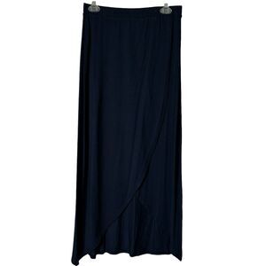 Pure Collection Maxi Skirt‎ Womens 12 Jersey Wrap Skirt Navy NEW Business Career